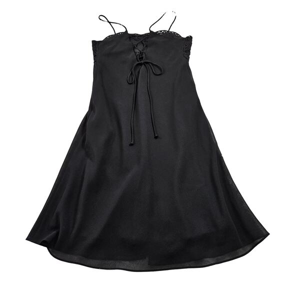 Sheena Y2K Embroidered Lace Up Back Whimsigoth Vampy Babydoll Midi Dress Sz L - Picture 5 of 10